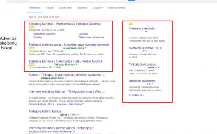 reklama Google Adwords , Google Adwords blokai